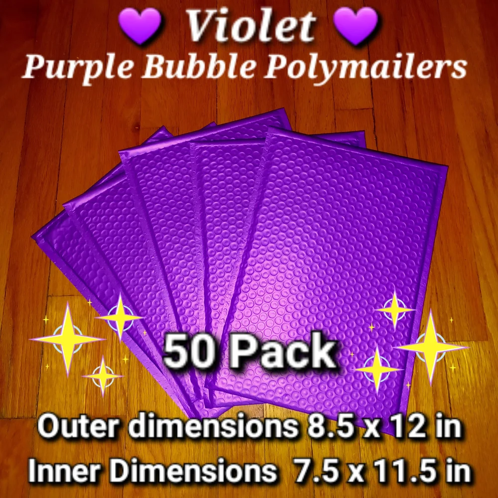 Violet Bubble Polymailers Mailing Envelopes- 50 Count (2×25 Count Packages)